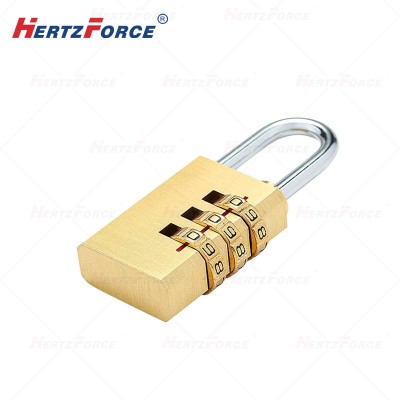 转轮密码挂锁 黄铜材质 3轮 宽28mm总高72mm