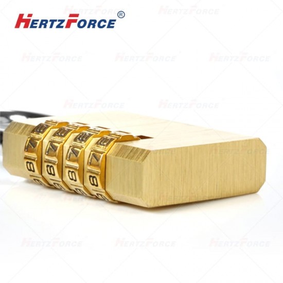 转轮密码挂锁 黄铜材质 4轮 宽28mm总高79mm