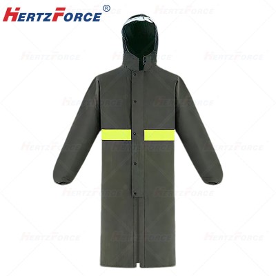 户外PVC加厚中长款雨衣 均码