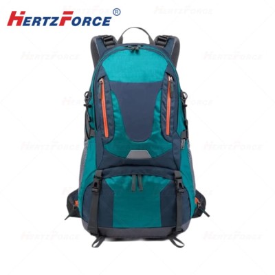 户外徒步大容量 双肩登山包 50L 灰色/孔雀蓝色