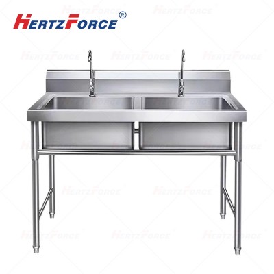 商用不锈钢水槽 双槽洗碗池 120*60*80CM
