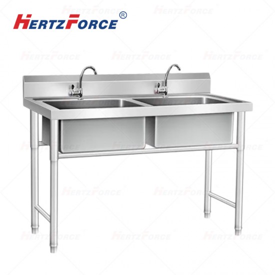 商用不锈钢水槽 双槽洗碗池 120*60*80CM