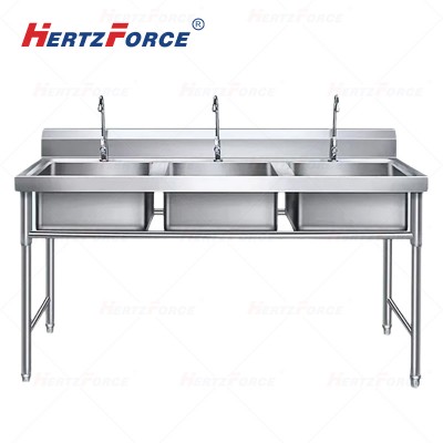 商用加厚不锈钢 水槽三槽洗碗池 180*60*80CM