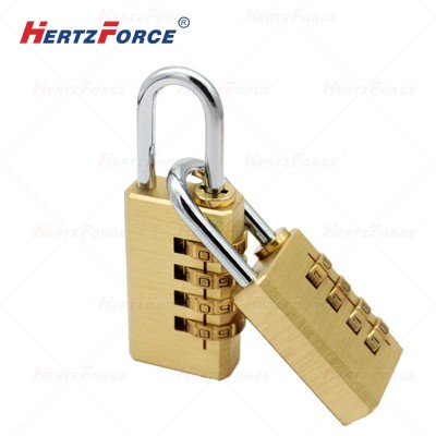 转轮密码挂锁 黄铜材质 4轮 宽21mm总高60mm