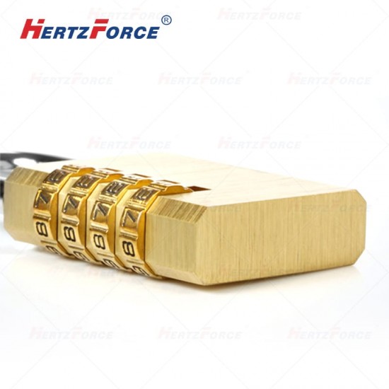 转轮密码挂锁 黄铜材质 4轮 宽28mm总高79mm