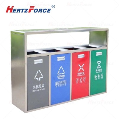 不锈钢户外四分类 垃圾箱 127*36*90cm