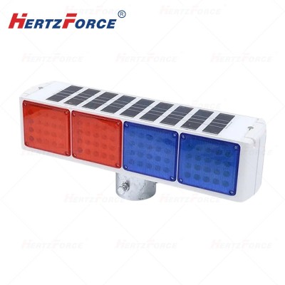 太阳能警示爆闪灯 红蓝4格大一体 6V5AH