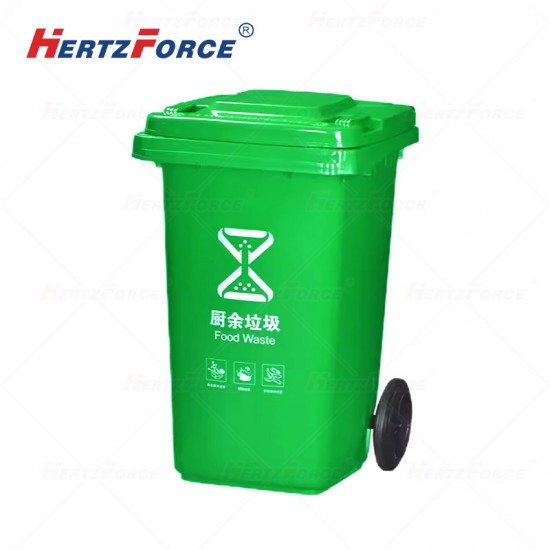 环卫加厚垃圾桶 100L带盖 带轮 绿.红.黑.蓝