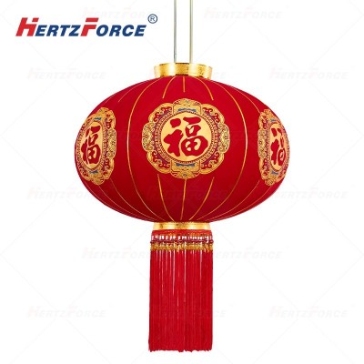 长杆大红灯笼直径40CM植绒款