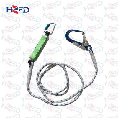 单钩二次绳 铝合金钩保险绳 含缓冲包 φ14mm 2米