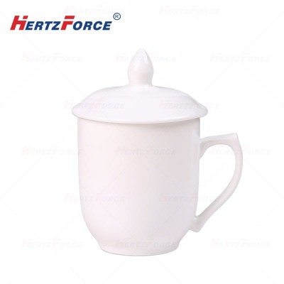 茶杯办公杯陶瓷杯 纯白会议杯300ml 可定制LOGO