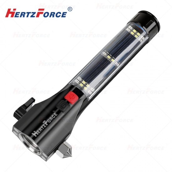 七合一太阳能车载安全锤强光手电筒 198*71mm