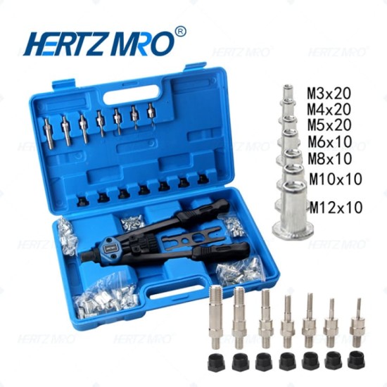 手动铆钉枪 螺母工具M3-M12螺纹螺母铆钉机 110件套