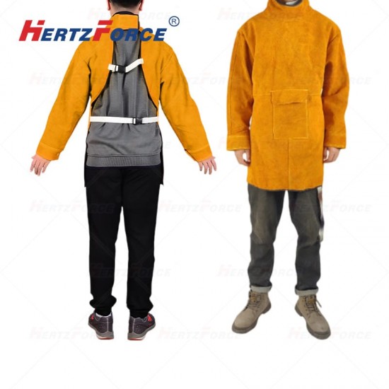 牛皮电焊作服 反穿衣焊工围裙 短款 85CM