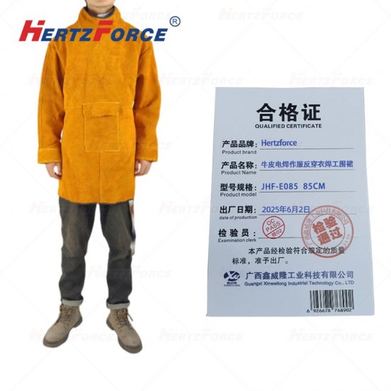 牛皮电焊作服 反穿衣焊工围裙 短款 85CM